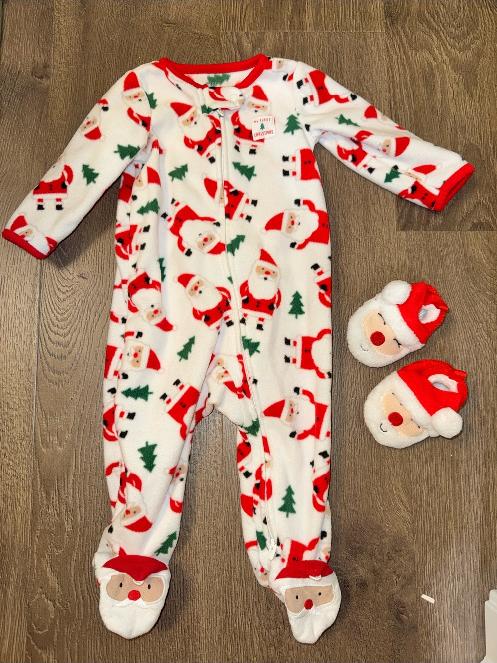 My First Christmas Footies 6 months and Santa Slippers 0-6 months